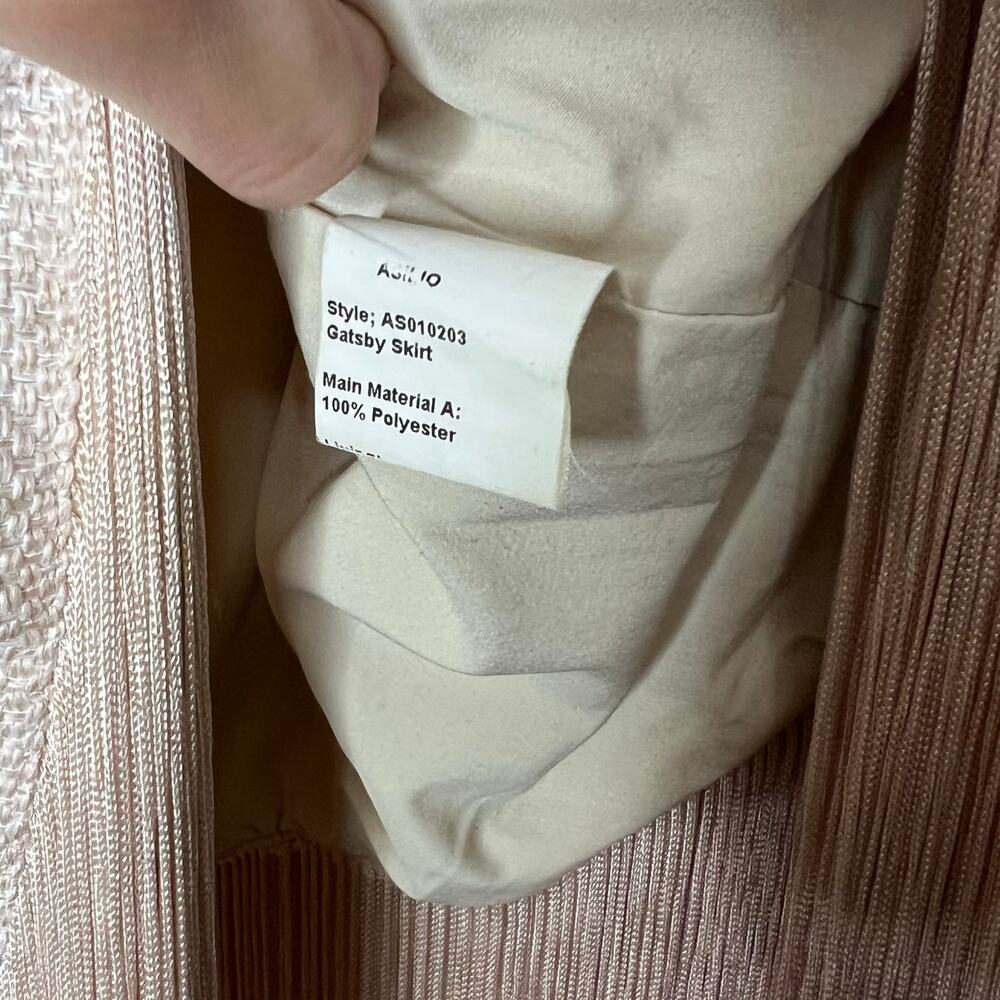 Asilio Gatsby Skirt 4 Maxi High Waist Fringe Slit Woven Beige Going Out Revolve - Picture 6 of 9